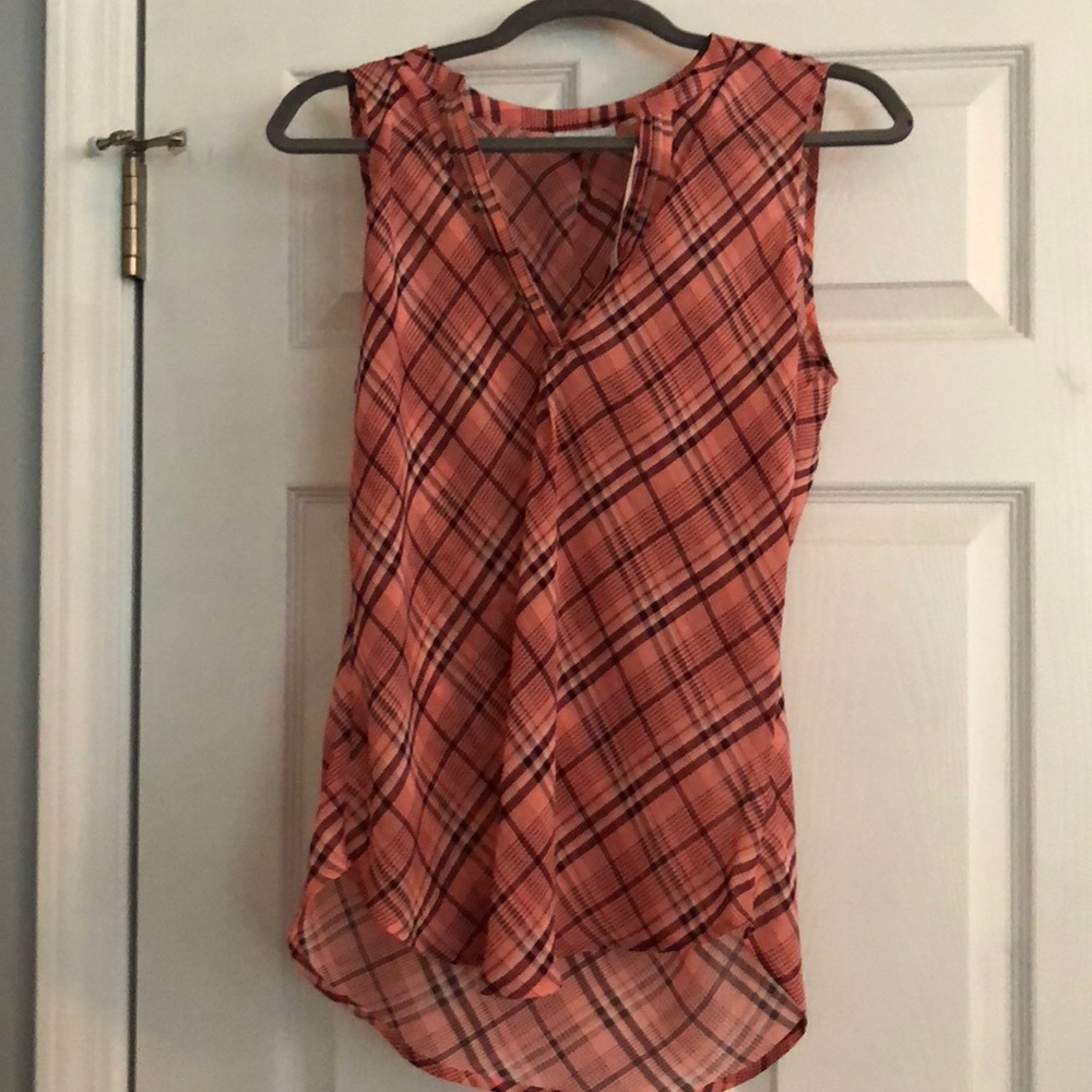 Pink plaid tank top.